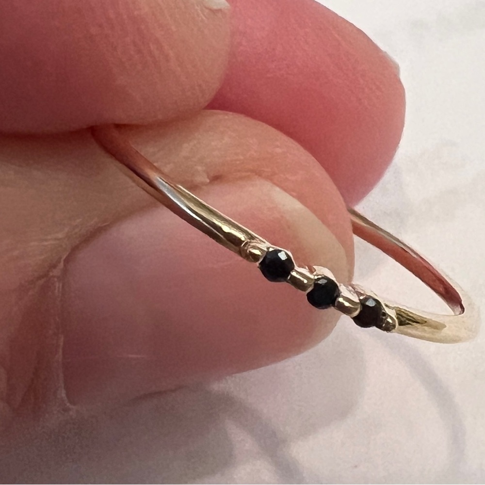 Catbird Black Diamond Petite Fairy Light Ring Size 8